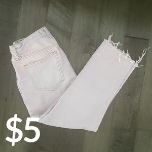 light pink high waisted crop mom jeans